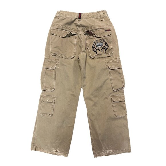 Vintage JNCO Commando Cargo Pants Size 14 (26x25) Tan Skate Y2K Grunge - Picture 2 of 16